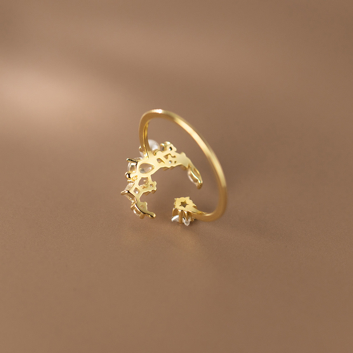 Sterling Silver Moon and Star Ring