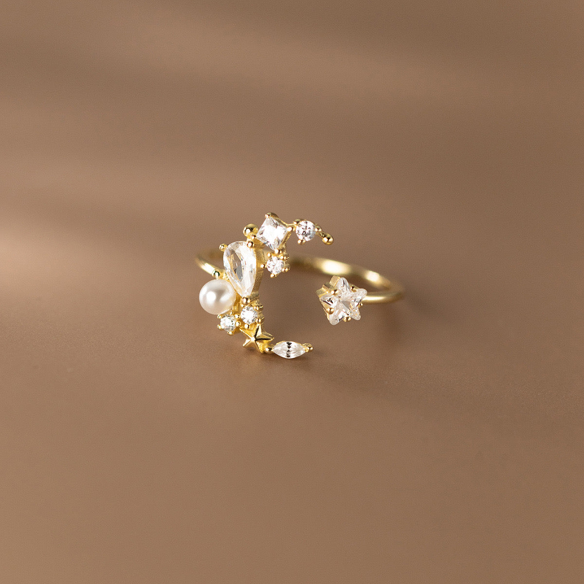 Sterling Silver Moon and Star Ring