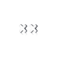 Tiny Cross Stud Earrings in Sterling Silver