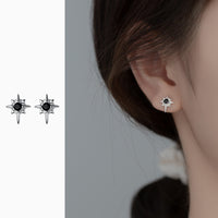 Black Cubic Zirconia Cross Star Stud Earrings