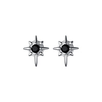 Black Cubic Zirconia Cross Star Stud Earrings