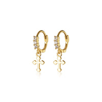 Gold Plated Sterling Silver Cross Drop Earrings