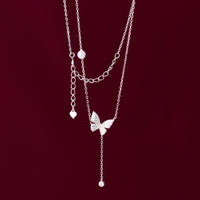 Cubic Zirconia Butterfly Y Necklace