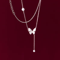 Cubic Zirconia Butterfly Y Necklace