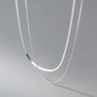 Double Layer Box and Snake Chain Necklace in Solid Sterling Silver