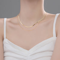 Double Layer Box and Snake Chain Necklace in Solid Sterling Silver