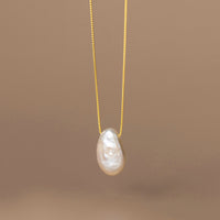 Gold Plated Baroque Pearl Bolo Slider Necklace