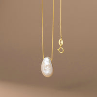 Gold Plated Baroque Pearl Bolo Slider Necklace
