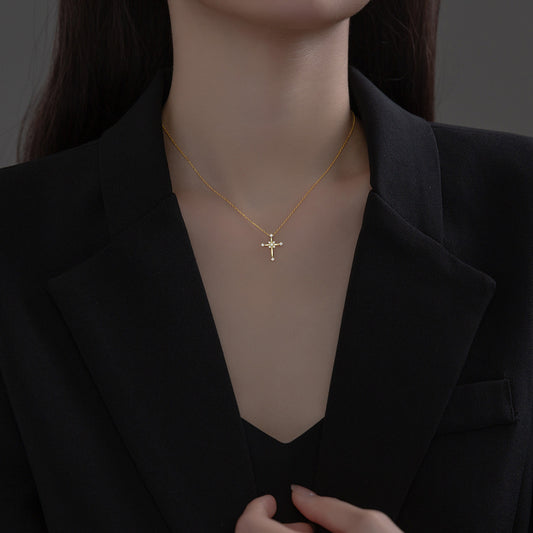 Sterling Silver Cubic Zirconia Cross Necklace