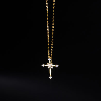 Sterling Silver Cubic Zirconia Cross Necklace