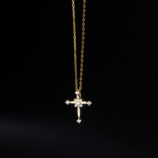 Sterling Silver Cubic Zirconia Cross Necklace