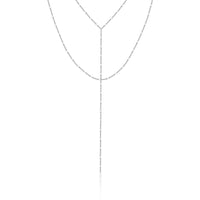 Sterling Silver Double Layer Tassel Y Chain Necklace