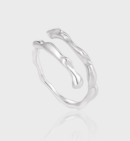 Sterling Silver Irregular Shape Double Open Ring