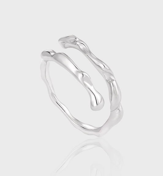 Sterling Silver Irregular Shape Double Open Ring