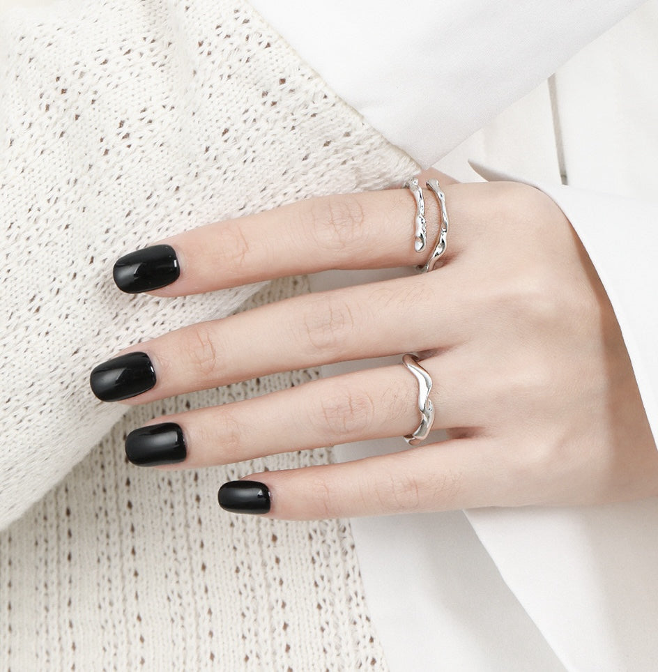 Sterling Silver Irregular Shape Double Open Ring