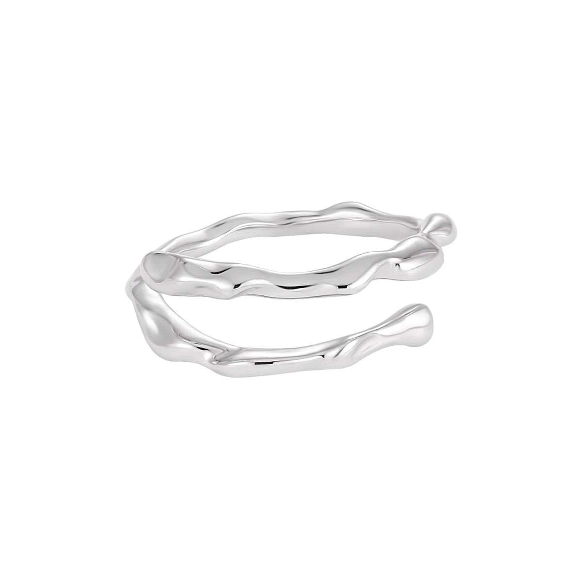 Sterling Silver Irregular Shape Double Open Ring