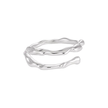 Sterling Silver Irregular Shape Double Open Ring