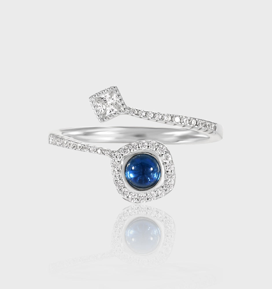 Sterling Silver Blue Open Ring