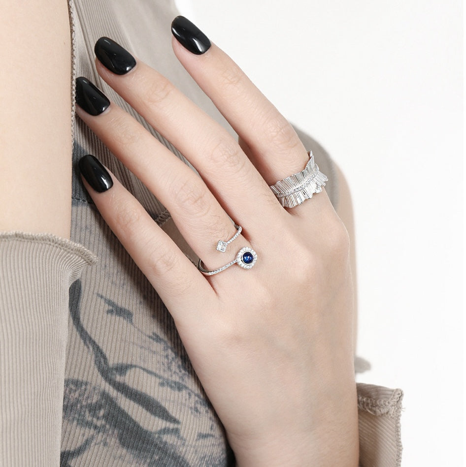 Sterling Silver Blue Open Ring