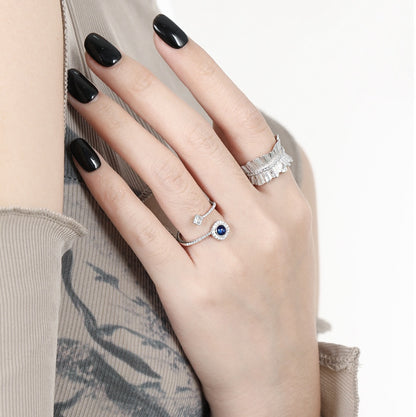 Sterling Silver Blue Open Ring