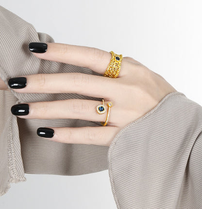 Sterling Silver Blue Open Ring