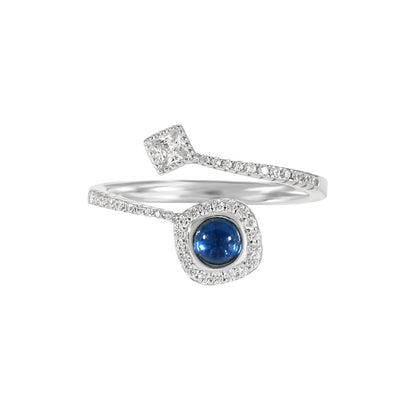 Sterling Silver Blue Open Ring