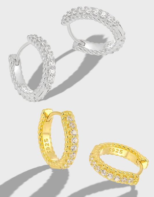 Sterling Silver Hoop Huggie Earrings