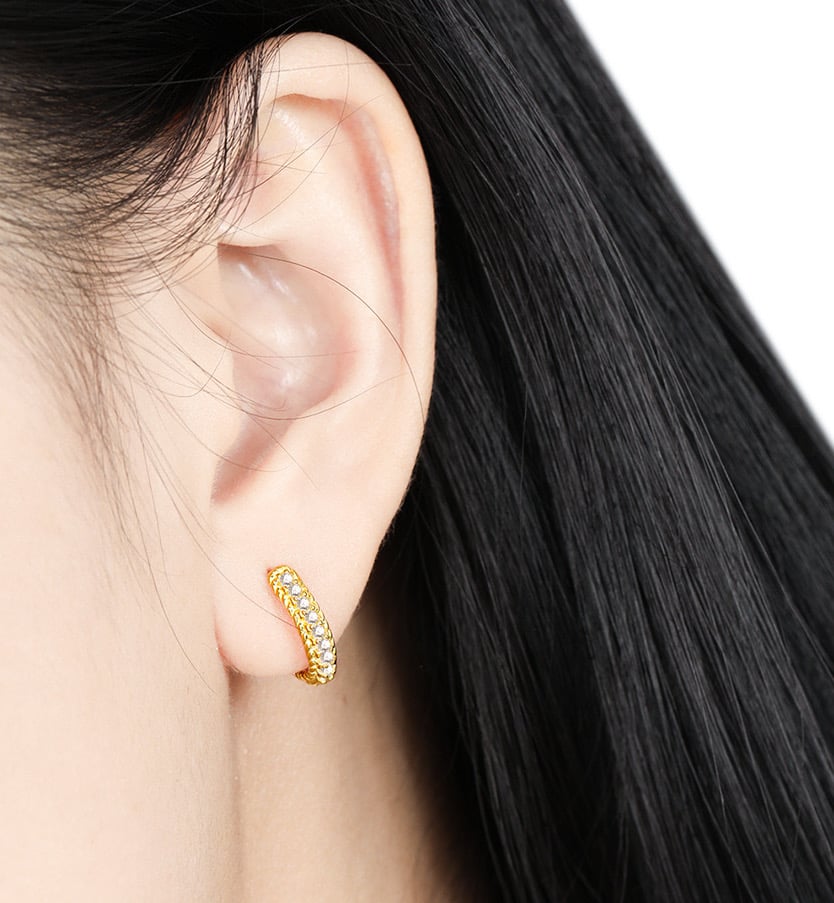 Sterling Silver Hoop Huggie Earrings