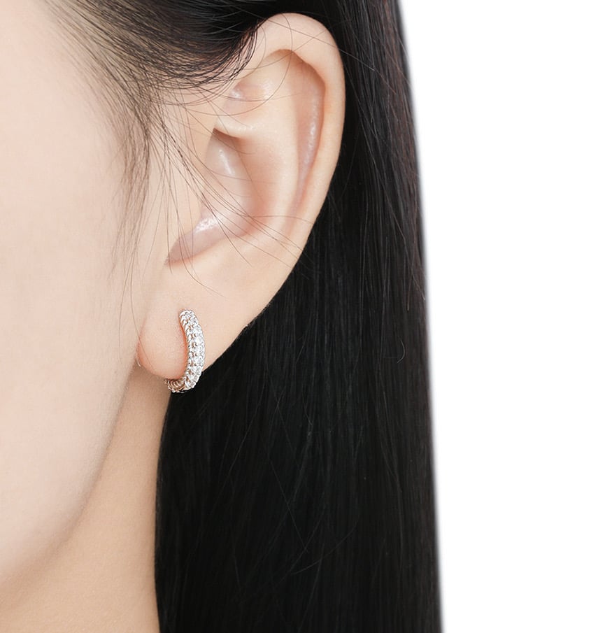 Sterling Silver Hoop Huggie Earrings