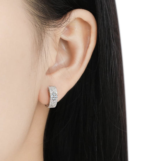 Sterling Silver Cubic Zirconia Huggie Earrings