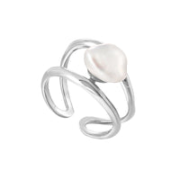 Sterling Silver Baroque Pearl Open Ring Size 7