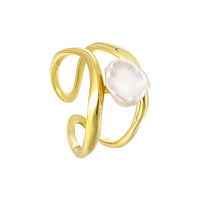 Sterling Silver Baroque Pearl Open Ring Size 7