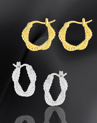 Gold Plated Sterling Silver Twist Huggie Earrings