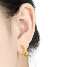 Gold Plated Sterling Silver Twist Huggie Earrings