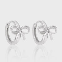 Sterling Silver Bow Tie Hoop Earrings
