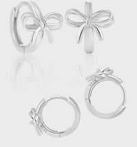 Sterling Silver Bow Tie Hoop Earrings
