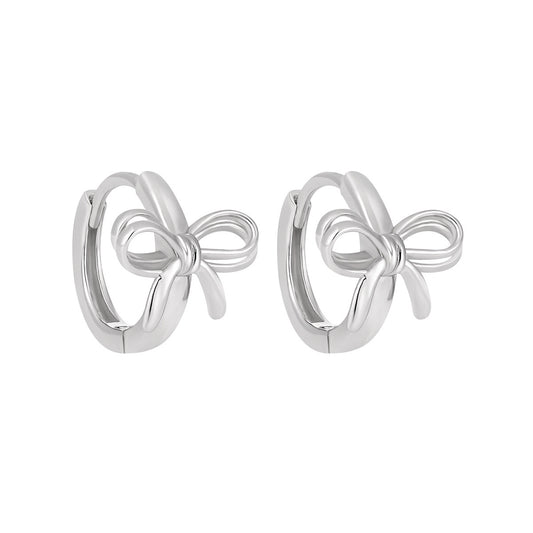 Sterling Silver Bow Tie Hoop Earrings