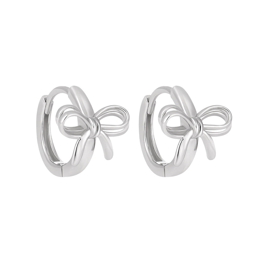 Sterling Silver Bow Tie Hoop Earrings