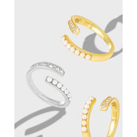 Sterling Silver & Shell Pearl Open Ring