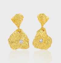 Gold Plated Sterling Silver Hammered Finish Earrings