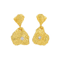 Gold Plated Sterling Silver Hammered Finish Earrings