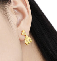 Gold Plated Sterling Silver Hammered Finish Earrings