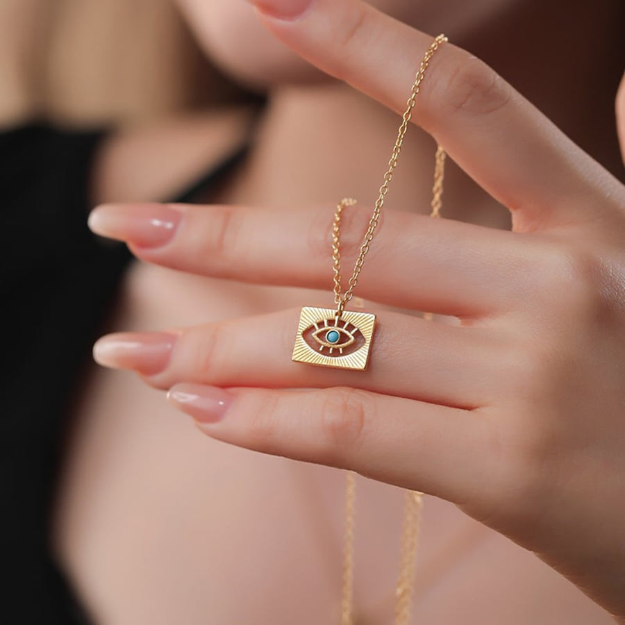 Gold Plated Sterling Silver Turquoise Evil Eye Necklace