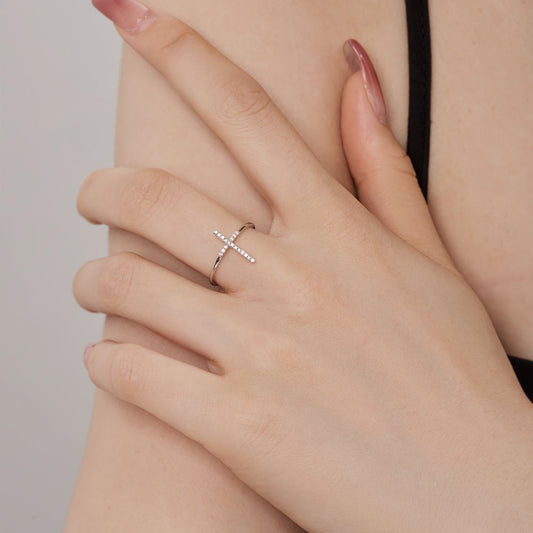 Sterling Silver Dainty Cross Ring