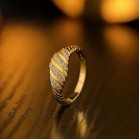 Gold Croissant Ring in Sterling Silver