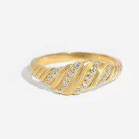 Gold Croissant Ring in Sterling Silver