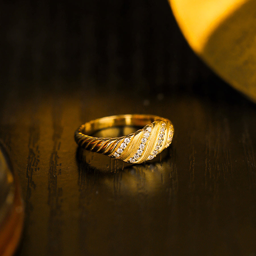 Gold Croissant Ring in Sterling Silver