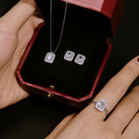 Sterling Silver Rhodium Plated Square Ring
