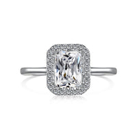 Sterling Silver Rhodium Plated Square Ring