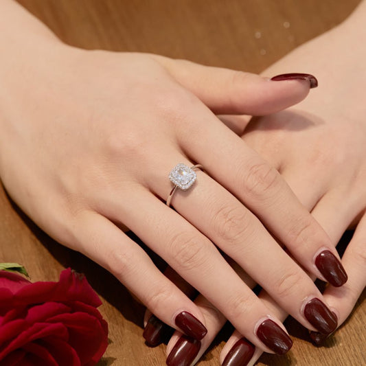Sterling Silver Rhodium Plated Square Ring